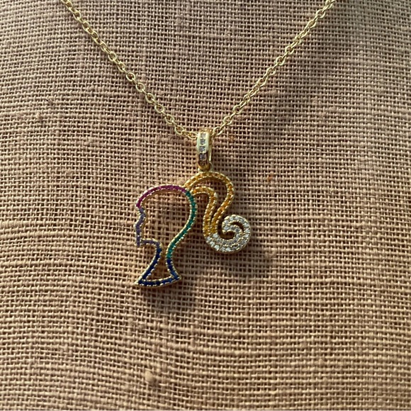 NEW Barbie Yellow Gold Tone Multi Color CZ Necklace - Picture 1 of 2